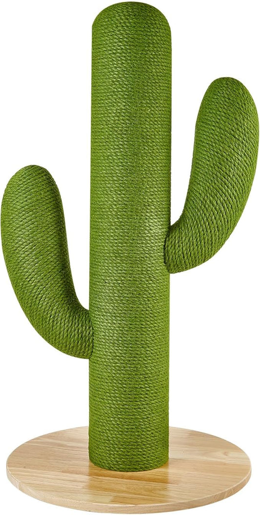 Cat Scratching Post with Solid Wood Base,39.37" Hx17.71 Lx17.71 W Tall Scratching Posts for Indoor Cats Adults,Cactus Thick Columns,Durable Lambswool and Jute,Large Scratcher Post (Large)