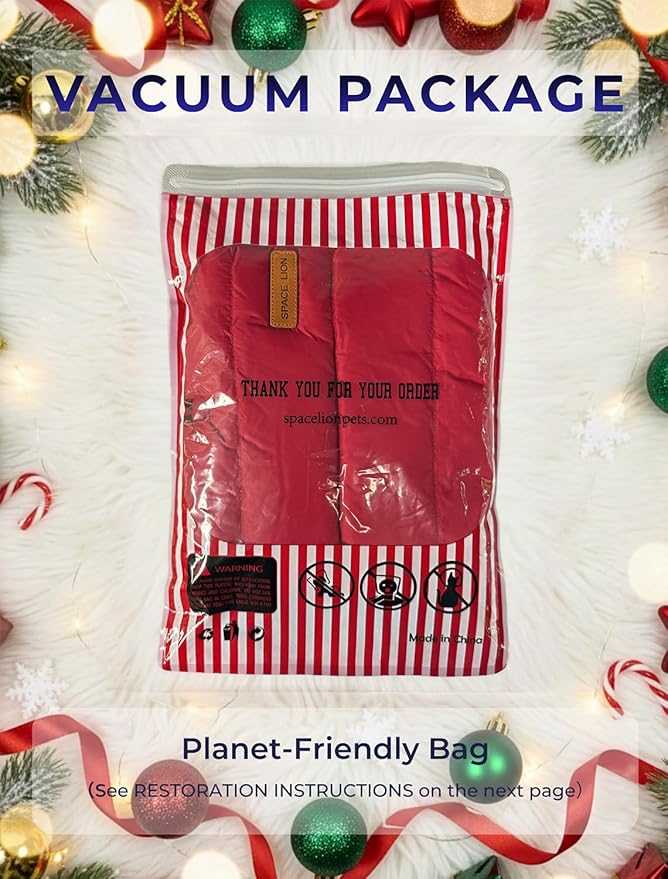 SPACE LION Dog Puffer Jacket, Down Winter Coat, Durable Outdoor Coat for Cold and Windy Conditions, Lightweight & Adjustable Fit Coats for Small Dogs, (Red, Size8/XS)