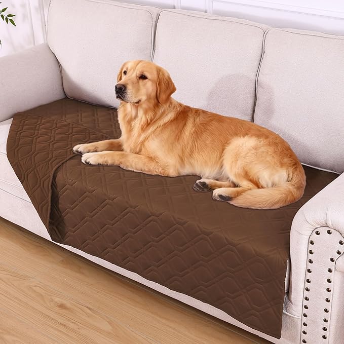 hyha Waterproof Dog Bed Blanket, Soft Pet Blankets, Waterproof Couch Cover for Dogs, Reversible Sofa Covers Washable for Furniture (40x80 Inch, Brown/Brown)