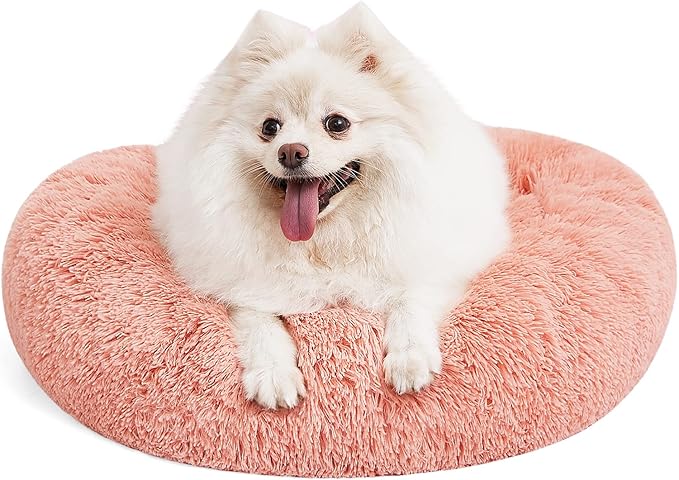 MIXJOY Orthopedic Dog Bed Comfortable Donut Cuddler Round Pet Beds Ultra Soft Washable Dog and Cat Cushion Bed (20''/23''/30'') (23'', Pink)