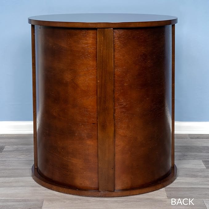 The Refined Feline Purrrrfect End Table Cat Bed Cave in Mahogany Brown, Multipurpose Wood Cat Furniture Nightstand, Easy to Clean Covered Cat Bed with Replaceable Scratching Post & Washable Cushion