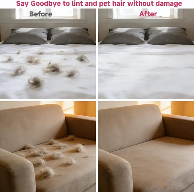 2-in-1 Pet Hair Removal Glove Set for Cats & Dogs, Five-Finger Electrostatic Pet Hair Gloves & Grooming Glove ，Reusable Magic Brush Pet Hair Remover Tool for Laundry，Carpet,Car Seat，Couch