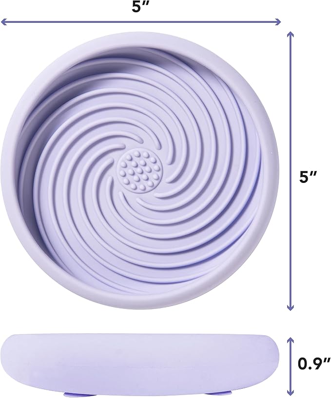 Awoo Lick Dish Silicone Dog & Cat Lick Mat & Slow Feeder with Suction Cups, Non-Slip, Dishwasher Safe, Extend Mealtime, Reduce Anxiety (Periwinkle)