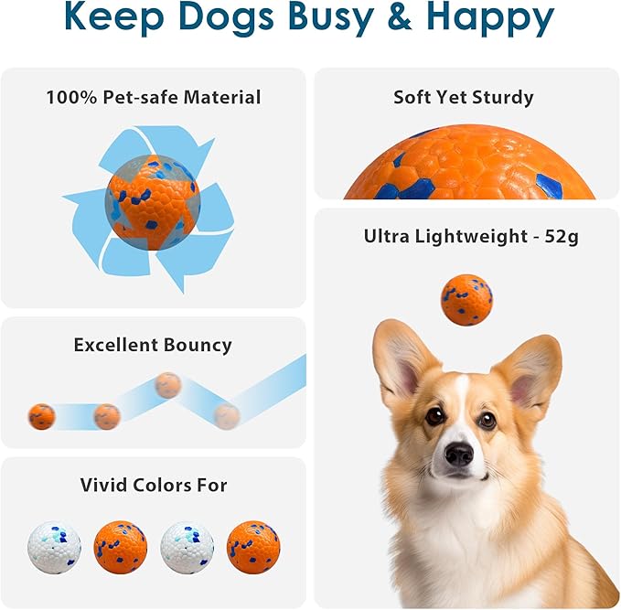 Diman Interactive Dog Toys Balls for Aggressive Chewers, Durable, Bouncy Fetch Balls, Interactive Pet Toys for Herding & Playing, Water, Orange& Blue (2 Pack)
