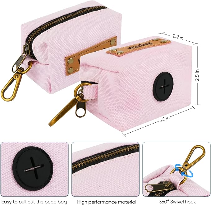 Wisedog Dog Collar and Leash Set, Waterproof Adjustable Puppy Collars with Cute Tag 5FT Dog Leash with Poop Bag for Small Medium Large Dogs (L, Pale Pinkish Purple)