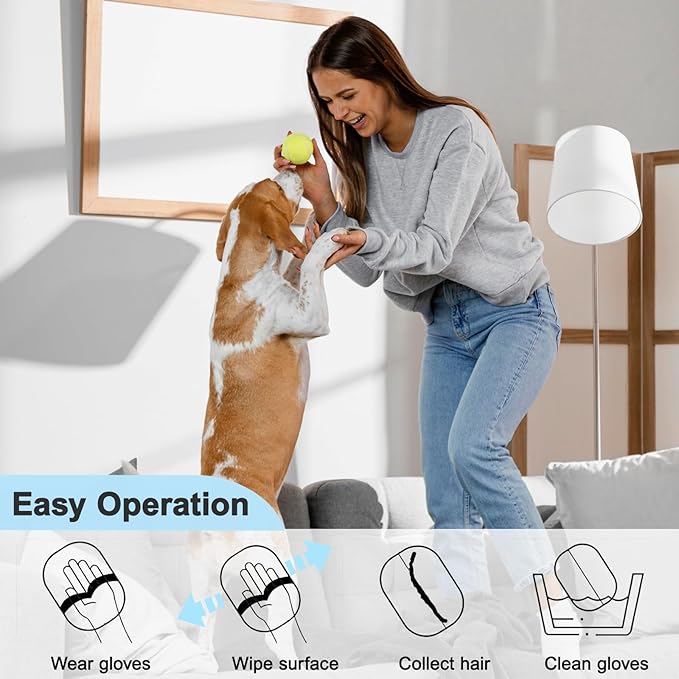1PCS Pet Hair Removal Glove, Reusable Electrostatic Dogs Hair Removal Tool for Couch, Furniture, Carpet, Car Seat, Clothes