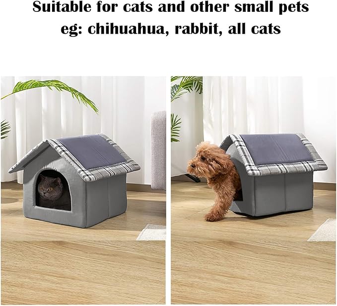 Hollypet Cozy Pet Bed House Warm Pet House Cave Sleeping Bed Puppy Nest for Cats and Small Dogs, Gray