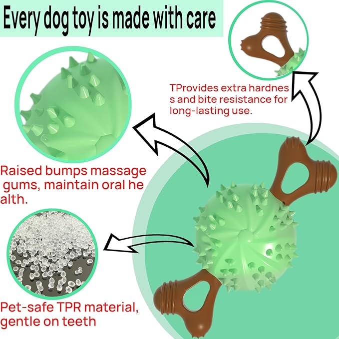Indestructible Dog Chew Toy, Durable Chew Toy for Small and Medium Dogs, Interactive Bone Toy to Keep Dogs Busy, Teeth Cleaning Toy, Multifunctional Dog Toy for Treats/Cleaning/Chewing