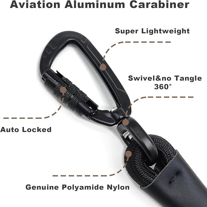 Rope Dog Leash, 6 Foot Heavy Duty Dog Leash with Aviation Aluminum Auto Locking Carabiner, Strong Nylon Pet Lead for Small, Medium, Large Dogs (Blue, 6FT)