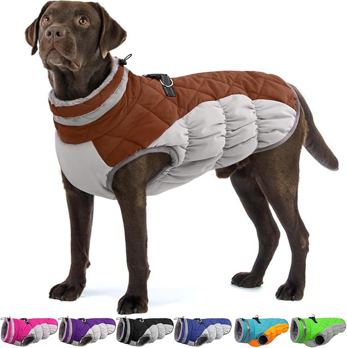 Dog Winter Jacket Cozy Reflective Waterproof Windproof Warm Pet Garment,Comfortable Cold Weather Fleece Apparel Outfits with Zipper Closure for Small Medium Large Dogs Puppy Walking,XX-Large