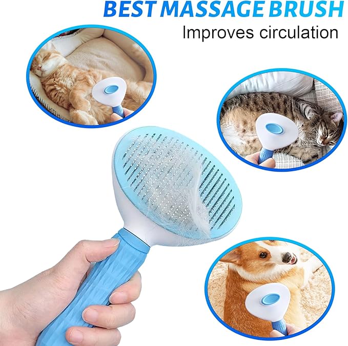 Professional 10pcs Dog Grooming Kit for Cats & Pets, All-in-One Home Pet Grooming Supplies with Safety Scissors Set,Nail Chlippers,File, Self-Cleaning Brush Storage Case, for Small Medium Large Pets
