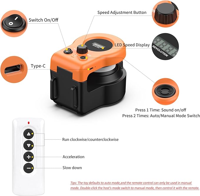 Pet Deluxe Interactive Cat Toys for Indoor Cats, Cat Treadmill Auto/Remote Control DIY Cat Mouse Hunting Toys, Keep Bored Kitten Dog Entertained to Chase, Feather Toy to Exercise Wheel-Orange