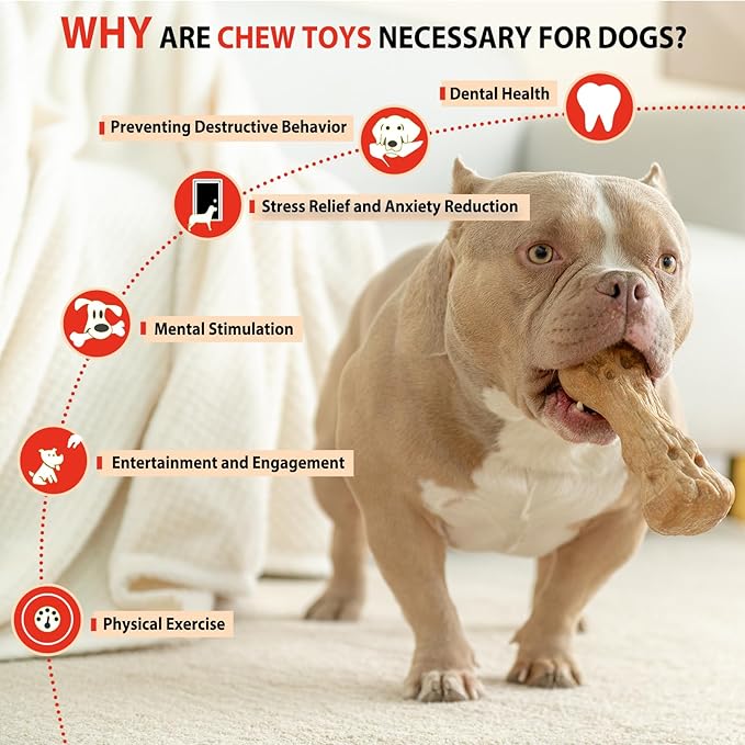 Willjoy 3-Pack Dog Toys for Aggressive Chewers, Chew Toys for Aggressive Chewers, Pine Wood & Nylon, Bacon Flavor Aggressive Chew Toys for Large Dogs, Long Lasting Dog Chews Alternative to Real Sticks