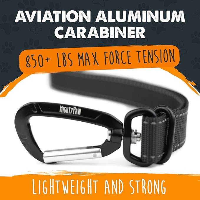 Mighty Paw Dog Seat Belt For Car Headrest - Distraction Free Driving, Heavy-Duty Aviation Grade Aluminum Carabiner, and Tactical Buckle.Adjustable Dog Seatbelt Harness for Small, Medium and Large Pets