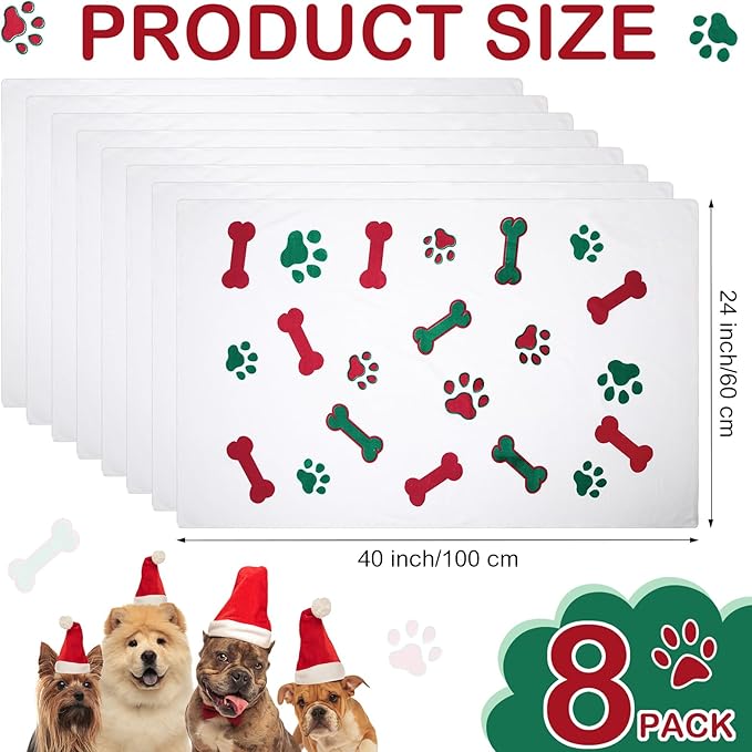 Chumia 8 Pcs Dog Towels for Drying Dogs Cats Pet Towels Bulk Puppy Microfiber Quick Drying Paw Bath Bathing Supplies Absorbent for Medium Pets (Red Green,40 x 24 Inch)