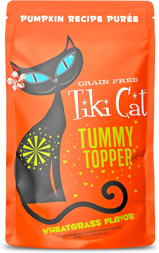Tiki Cat Tummy Topper, Pumpkin Recipe Puree, Formulated to Support Healthy Digestion, Mousse Cat Food Topper, 1.5 oz. Pouch (12 Count)