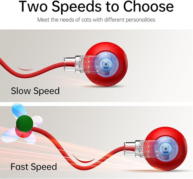 Interactive Cat Toys for Indoor Cats - Pet toys with Speedy Tail 2.0, Christmas Birthday Gift Cat Toys for Bored Indoor Adult Cats, Motion-Activated, 2025 New Upgraded, USB Rechargeable (Red)