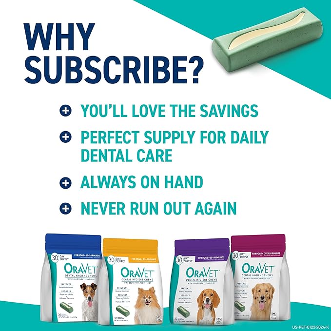 ORAVET Dental Chews for Dogs, Oral Care and Hygiene Chews (Large Dogs, Over 50 lbs.) Pink Pouch, 30 Count (Pack of 1)