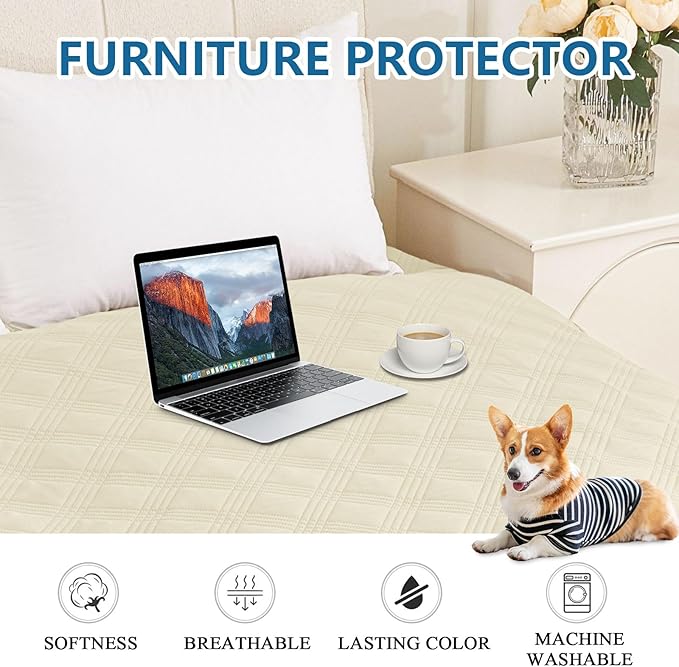 hyha Waterproof Dog Blanket, Reversible Pet Bed Blanket, Soft Sofa Couch Cover for Dogs Washable, Waterproof Pet Couch Covers for Sofa Puppy Cats Furniture Protector(40"x80", Beige/Beige)