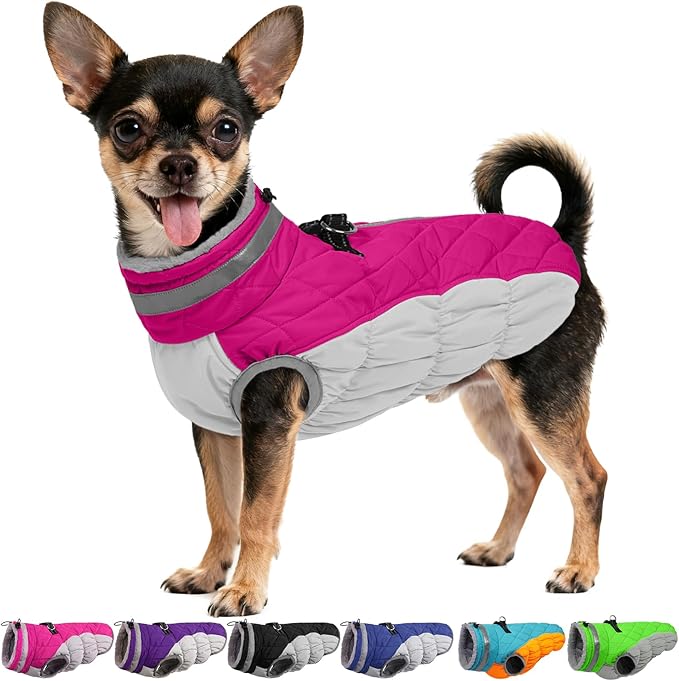 Dog Winter Jacket Cozy Reflective Waterproof Windproof Warm Pet Garment,Comfortable Cold Weather Fleece Apparel Outfits with Zipper Closure for Small Medium Large Dogs Puppy Walking,X-Small