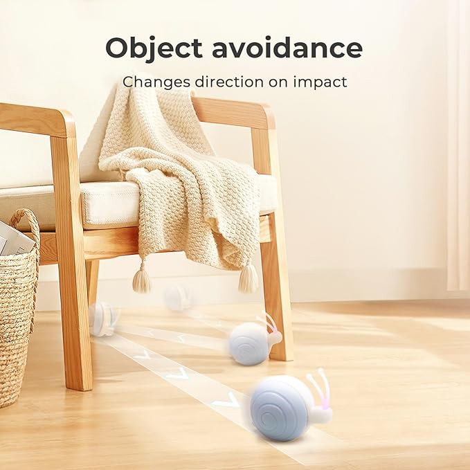 Cheerble Interactive Cat Toy for Indoor Cats, Wicked Snail Kitten Toys, Automatic Cat Toys with LED Lights, Rechargeable Moving Toys for Cats, Smart Stimulating Electric Pet Toy(Blue)