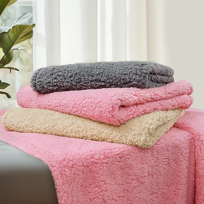 Luciphia Waterproof Pet Blanket for Medium Large Dogs Soft Cat Sherpa Calming Thick Cover Leakproof Cozy Puppy Sofa Bed Car Couch Protector(Beige,80x63 inches)