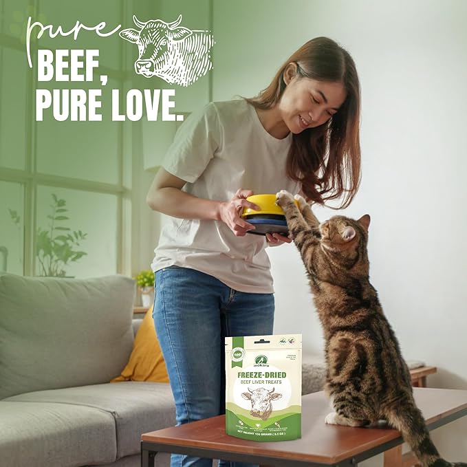 Freeze Dried Beef Liver Treats for Dogs & Cats, High Protein, Single Ingredient, Grain Free Dog Liver Treats, Healthy Training Snacks, Freeze Dried Liver for Dogs, 150g (5.3oz)