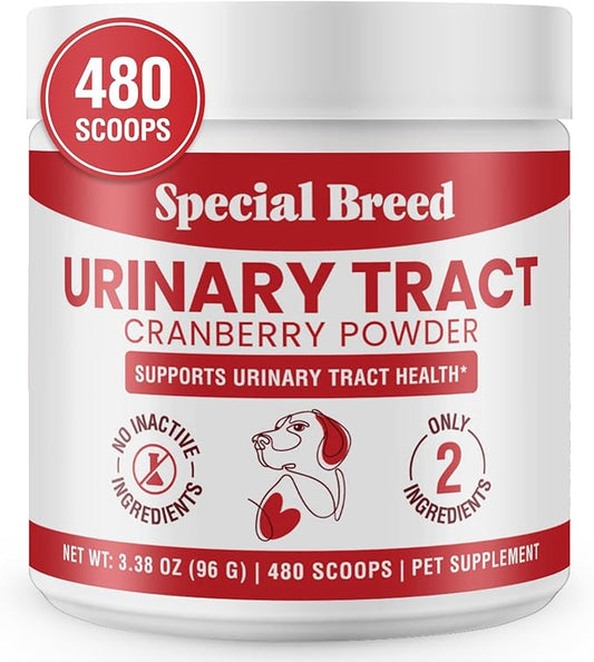 Cranberry for Dogs - 480 Scoops UTI Treatment Powder - Urinary Tract Health Supplement - Bladder Support, Dog UTI, Bladder Stones, Incontinence Support