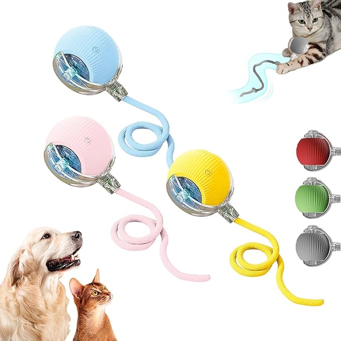 Yilia Interactive Rolling Cat Dog Ball Toy, Upgrade Automatic Moving Cat Toys, Self Rolling Dog Ball Interactive Cat Toys, Smart Automatic Electric Balls Toys for Bored Cats Dogs (Mix B 3PCS)