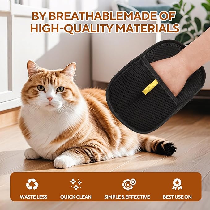 2 PCS Pet Hair Removal Gloves for Cats & Dogs, kivori pet Hair Removal Gloves, Reusable Electrostatic Pet Cat Dog Hair Remover for Laundry,Clothing,Couch,Upgraded Animal Fur Removal Tool