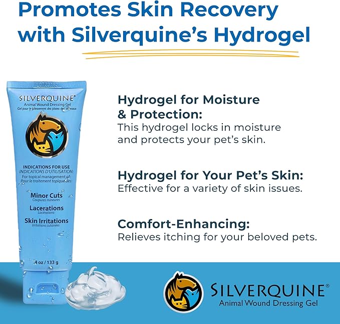 Dog Wound Care Gel - Hot Spot Gel Solution for Dogs and Cats - Safe If Licked, Odorless Silver Hydrogel Ointment for Pets Cuts, Burns, Scratches, Sores and Skin Concerns - 4.0 Oz