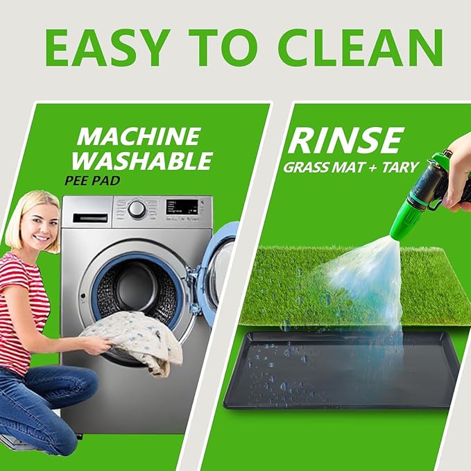 Reusable Dog Loo System with Artificial Grass Turf&Pee Pads&Tray, for Puppy Potty Training is Portable&Easy to Clean,35x23in Large Dog Litter Box Toilet for Indoor/Outdoor use（Large）