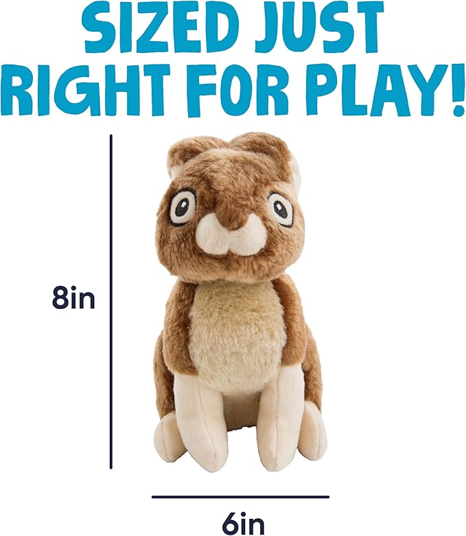 goDog Wildlife Rabbit Squeaky Plush Dog Toy with Chew Guard Technology, Durable Fabric & Squeaker for Active Play, Brown, Large