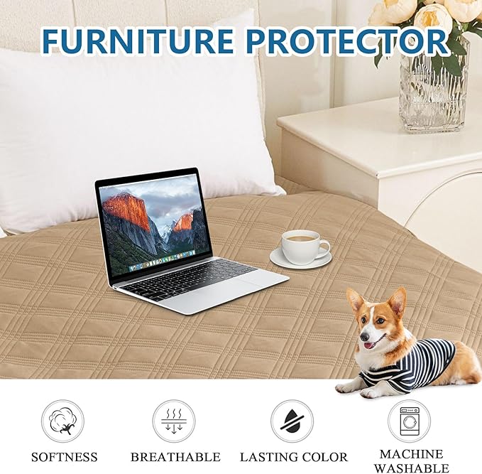 hyha Waterproof Dog Blanket, Reversible Pet Bed Blanket, Soft Sofa Couch Cover for Dogs Washable, Waterproof Pet Couch Covers for Sofa Puppy Cats Furniture Protector(40"x70", Camel/Beige)