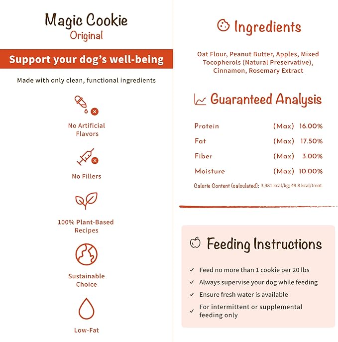 Pawco Dog Treats, Original – Supports Daily Wellness & Enjoyment – Crunchy Dog Cookies with Peanut Butter & Apple – Functional & Healthy Rewards for Dogs – Magic Cookie – 8.8oz