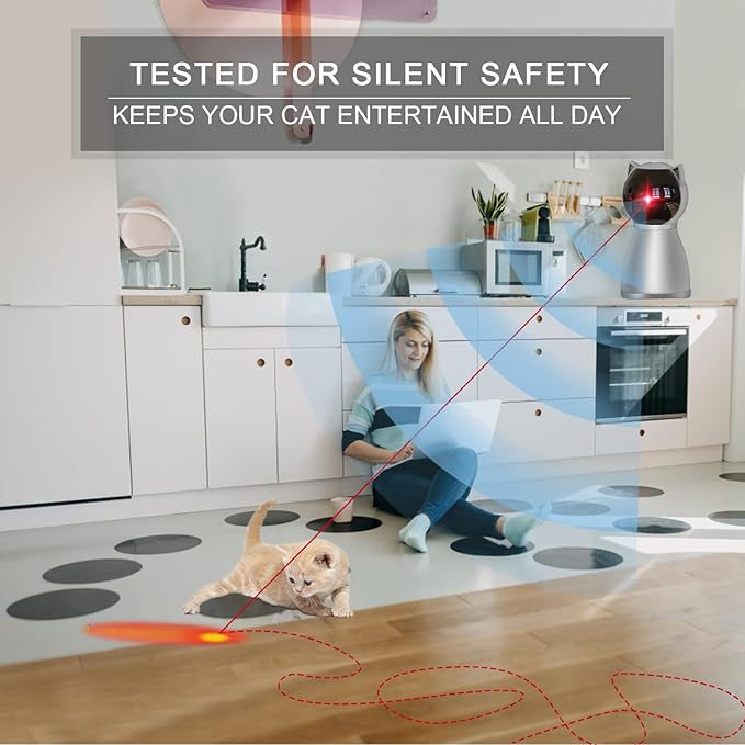 YVE LIFE Laser Cat Toys for Indoor Cats,The 4th Generation Real Random Trajectory Motion Activated Rechargeable Automatic Cat Laser Toy,Interactive Cat Toys for Bored Indoor Adult Cats/Kittens (Gray)