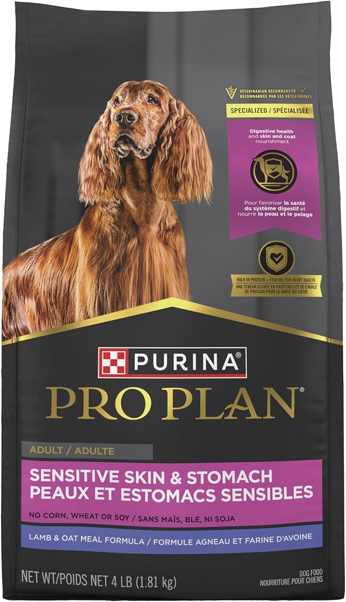Purina Pro Plan Sensitive Skin and Sensitive Stomach Dog Food Lamb and Oat Meal Formula - 4 lb. Bag