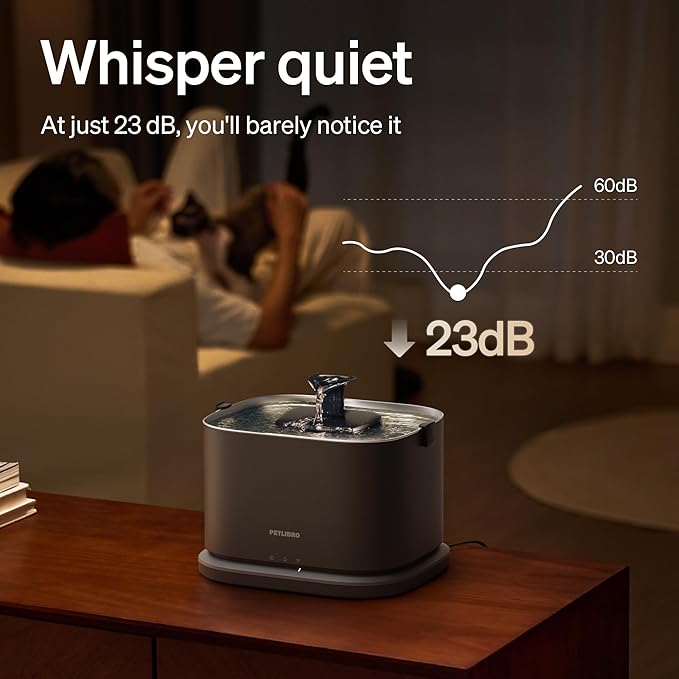 PETLIBRO Upgrade Cat Water Fountain Stainless Steel Tray, Dockstream 2 Cat Fountain Indoor, 3L/101oz Auto Cat Fountains for Drinking, App Monitoring Pet Water Fountain Dog, 5G WiFi Cat Water Dispenser