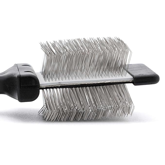 Jeffers Pet Double Sided Grooming Slicker Brush for Dogs, Cats, Puppies – Flexible Head with Stainless Steel Pins – Detangler Tool for Mats, Loose Fur, Shedding – Home or Professional Use - Large