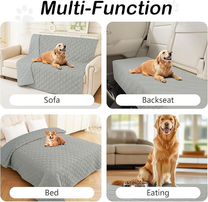 hyha Waterproof Dog Bed Blanket, Soft Pet Blankets, Waterproof Couch Cover for Dogs, Reversible Sofa Covers Washable for Furniture (40x50 Inch, Grey/Grey)