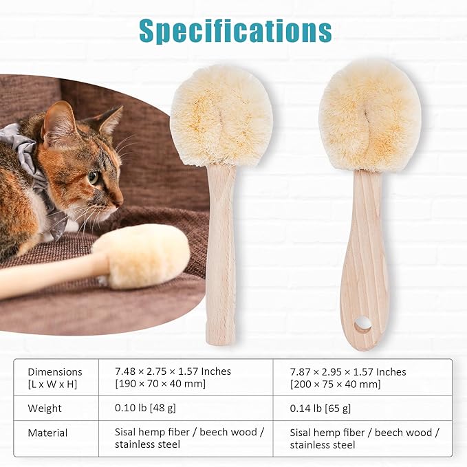 Relaxing Cat Grooming Massage Brush – Gentle Natural Tawashi Brush for Sensitive Cats, Stress‑Free Daily Grooming (Not a Heavy Deshedding Tool) Made in JAPAN (Type-A)