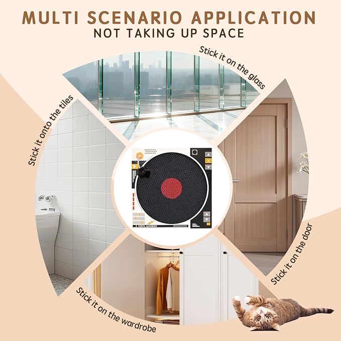 Cat Scratcher Record-Shaped Cat Scratching Board 35 * 35CM Scratching Pad, Dual-Use Flat and Vertical Cardboard Cat Scratcher, Equipped with Toy Spring Balls, Suitable for Cats to Sharpen Their Claws