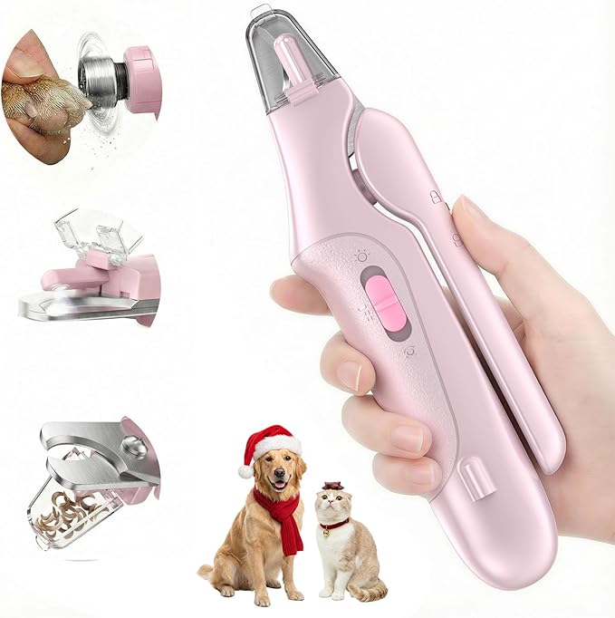 2 in 1 Dog Nail Clippers & Cat Nail Clippers Trimmers for Large Medium Small Dogs Cats Claw Trimmer Quick Sensor and Safety Guard USB Rechargeable Dogs Nail Trimmer with Catcher & 2 LED Lights