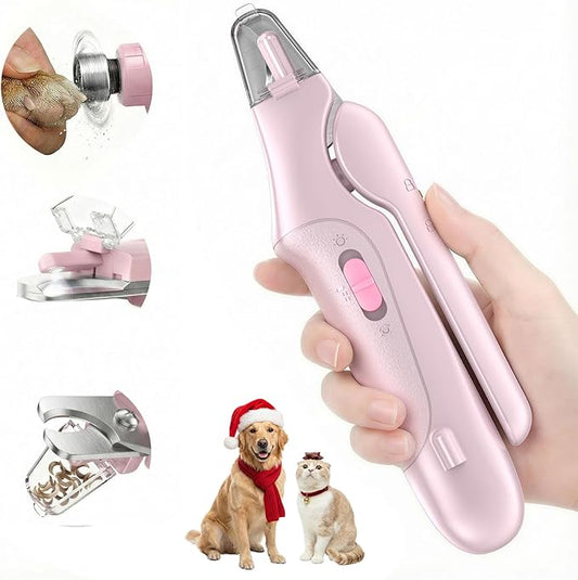 2 in 1 Dog Nail Clippers & Cat Nail Clippers Trimmers for Large Medium Small Dogs Cats Claw Trimmer Quick Sensor and Safety Guard USB Rechargeable Dogs Nail Trimmer with Catcher & 2 LED Lights