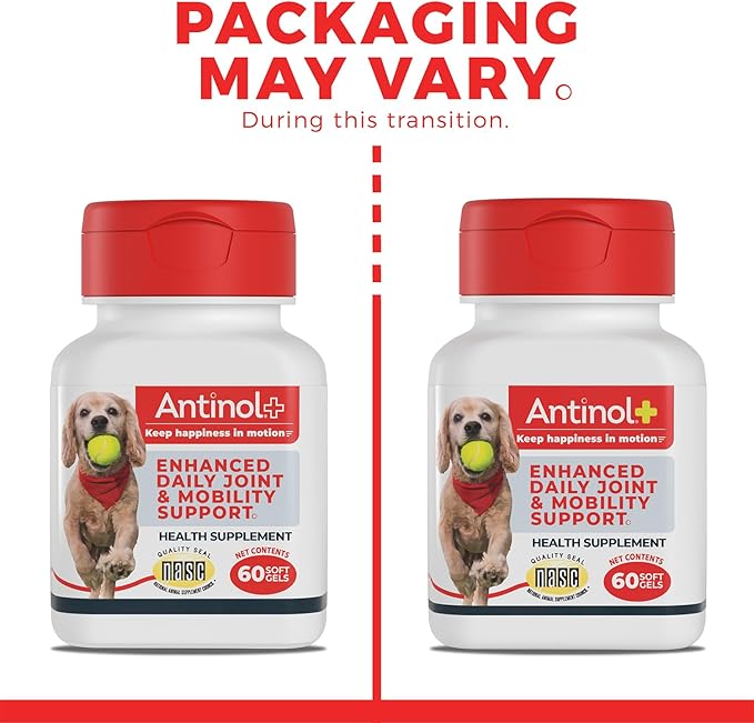 Antinol Plus, Mobility, Hip, and Joint Supplement for Dogs, Green-Lipped Mussels and Krill Oil - Dog Joint Supplement, Better and Faster Than Glucosamine and Chondroitin, 120 Soft Gels
