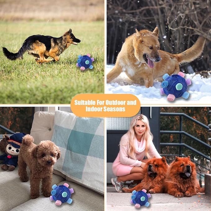 Dog Snuffle Ball-Interactive Puzzle Dog Toys Encourage Natural Foraging Skills Slow Feeder for Training and Stress Relief, Cloth Strip Hiding Food Chew Toys for Any Size Dogs