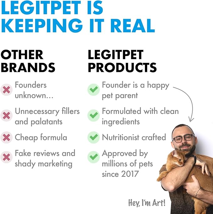 LEGITPET Dog Vitamins - 30 Multivitamins Chews w/Glucosamine Chondroitin, Probiotics Digestive Enzymes and Omegas - Supplement for Overall Health - Joint Support, Immune Health, Skin and Heart Health