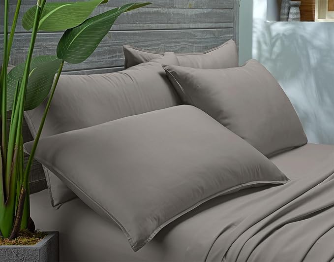 Pure Bamboo Queen Sheets, Genuine 100% Organic Viscose Derived from Bamboo Bed Sheet Set, Luxuriously Soft & Cooling, Double Stitching, 2 Year Quality Promise (Queen, Graphite)