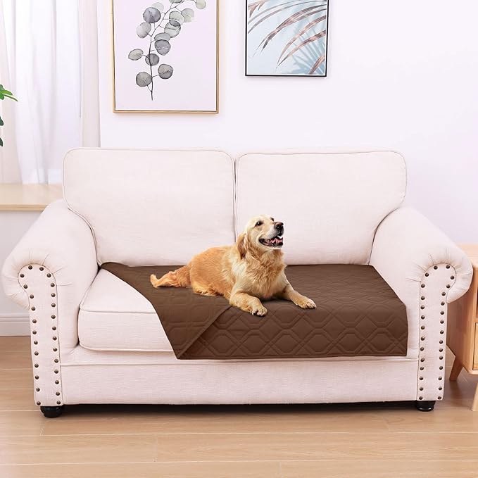 hyha Waterproof Dog Bed Blanket, Soft Pet Blankets, Waterproof Couch Cover for Dogs, Reversible Sofa Covers Washable for Furniture (30x53 Inch, Brown/Brown)