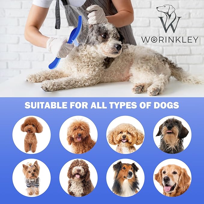 Slicker Brush for Dogs, Professional Pet Doodle Grooming brushes for Goldendoodles, Labradoodles, Poodles - Long Pin Detangler for Dematting dog slicker brush - Large